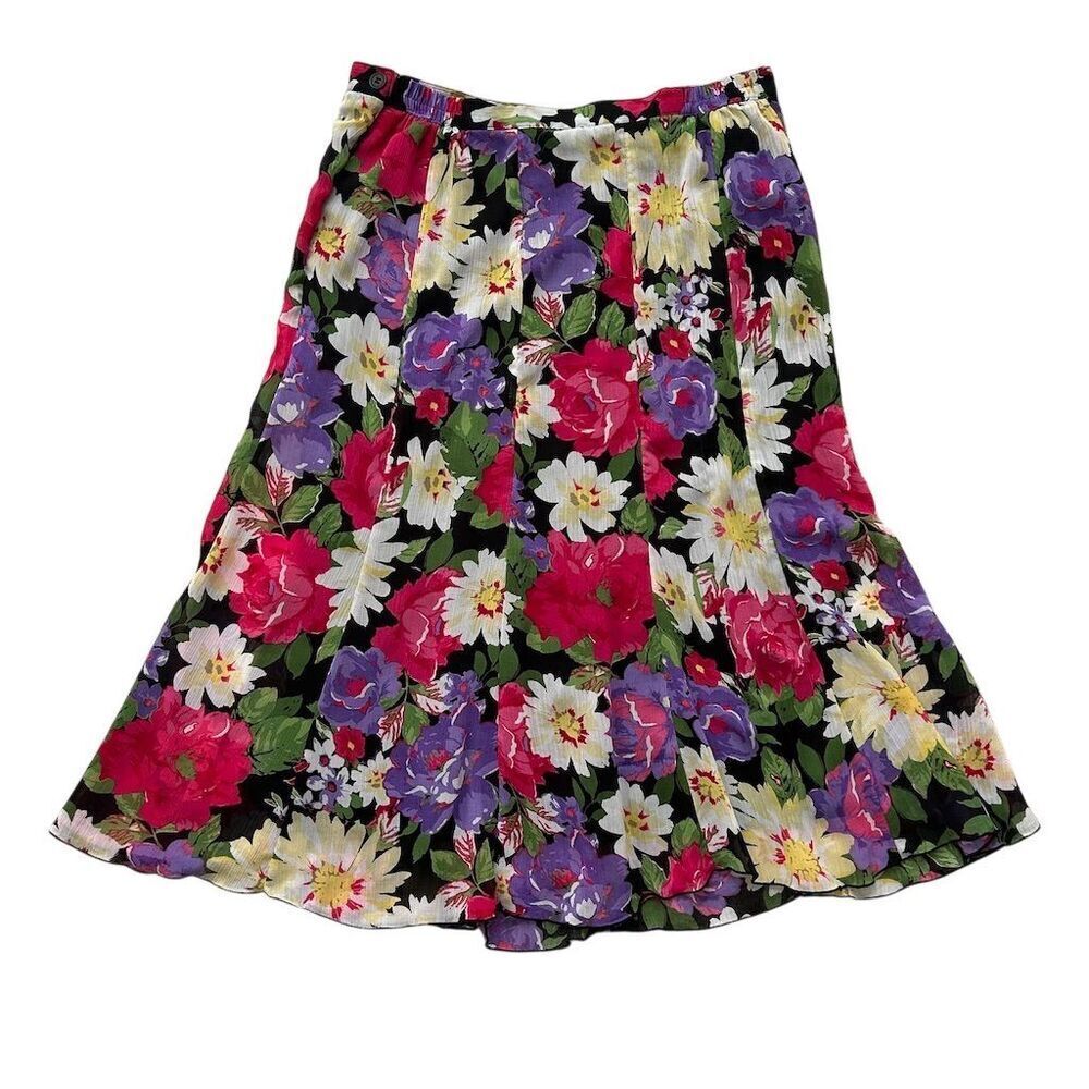 Kim Rogers Women's Floral A-Line Midi Skirt Multicolor Size M - Picture 7 of 8